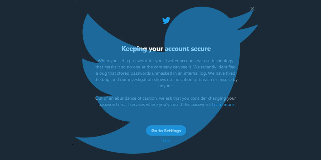 Twitter urging to change password
